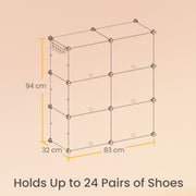 12 Slot Interlocking Shoe Rack Modular Plastic Storage Unit for Hallway or Bedroom by Songmics
