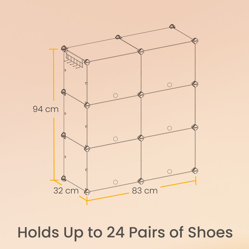12 Slot Interlocking Shoe Rack Modular Plastic Storage Unit for Hallway or Bedroom by Songmics