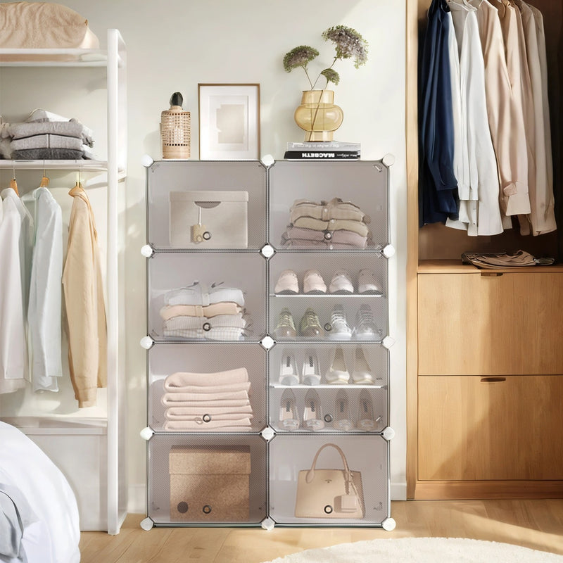 16 Slot Modular Plastic Shoe Rack for Entryway or Closet Storage by Songmics