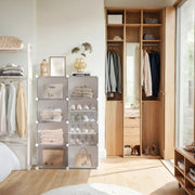 16 Slot Modular Plastic Shoe Rack for Entryway or Closet Storage by Songmics