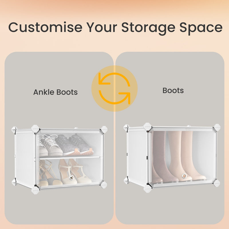 16 Slot Modular Plastic Shoe Rack for Entryway or Closet Storage by Songmics