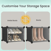 10 Slot Interlocking Plastic Shoe Rack Modular Storage Unit for Hallway or Bedroom by Songmics