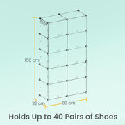 10 Slot Interlocking Plastic Shoe Rack Modular Storage Unit for Hallway or Bedroom by Songmics