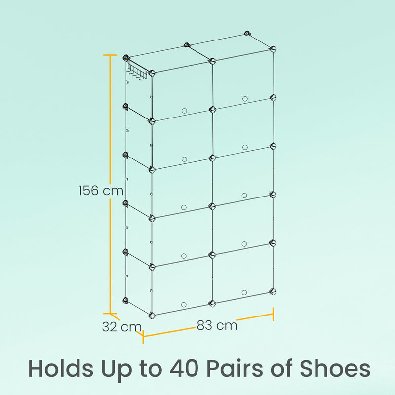 10 Slot Interlocking Plastic Shoe Rack Modular Storage Unit for Hallway or Bedroom by Songmics