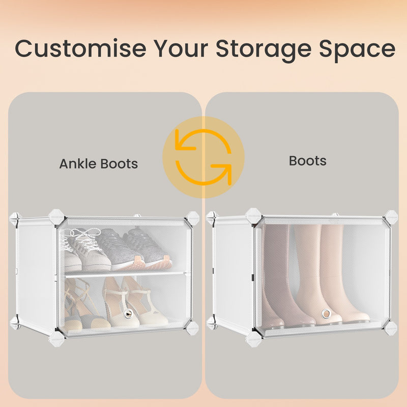 10 Slot Interlocking Plastic Shoe Rack Modular Storage Cabinet for Hallway or Bedroom by Songmics