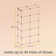 10 Slot Interlocking Plastic Shoe Rack Modular Storage Cabinet for Hallway or Bedroom by Songmics