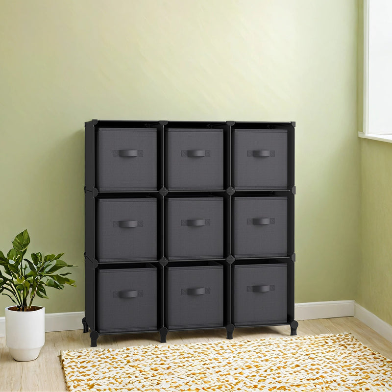 9 Cube Modular Storage Unit with Fabric Boxes Space Saving Shelves by Songmics