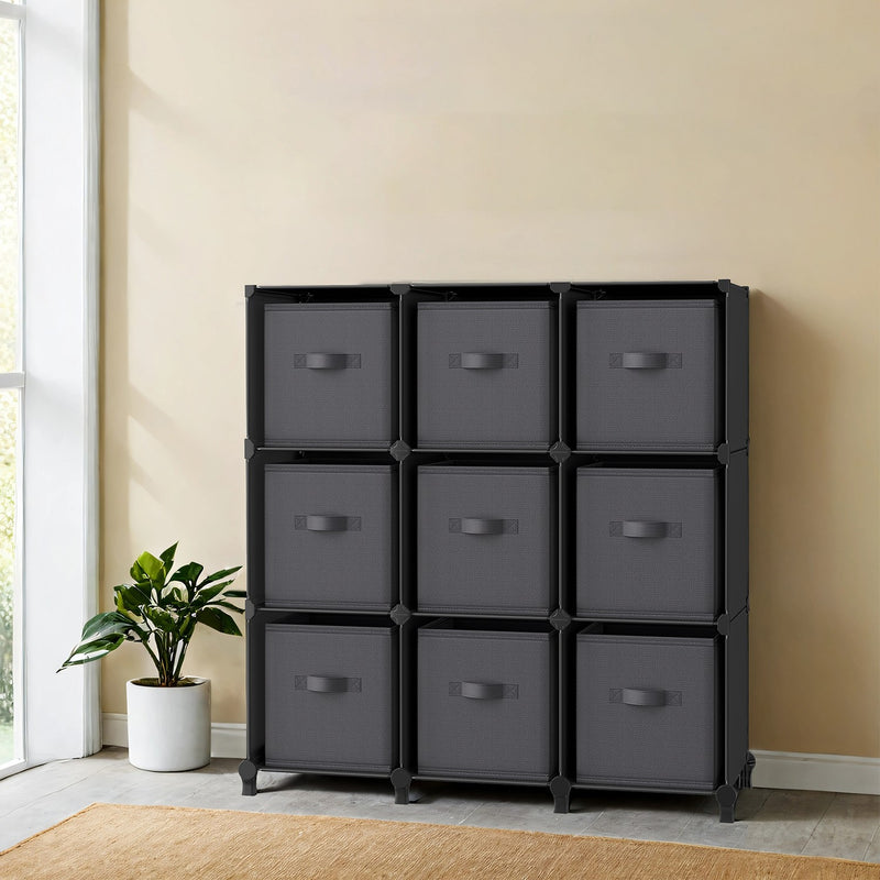 9 Cube Modular Storage Unit with Fabric Boxes Space Saving Shelves by Songmics