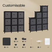 9 Cube Modular Storage Unit with Fabric Boxes Space Saving Shelves by Songmics