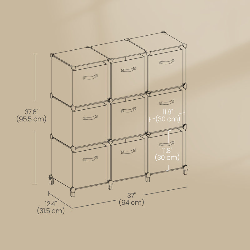 9 Cube Modular Storage Unit with Fabric Boxes Space Saving Shelves by Songmics
