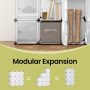 Modular 12 Cube Shoe Rack with Doors Interlocking Storage Shelves for Home by Songmics
