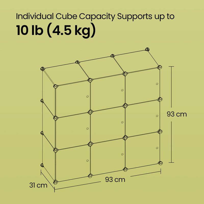 Modular 12 Cube Shoe Rack with Doors Interlocking Storage Shelves for Home by Songmics
