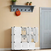 Modular 12 Cube Shoe Rack with Doors Interlocking Storage Shelves for Home by Songmics