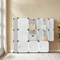 Modular 12 Cube Shoe Rack with Doors Interlocking Storage Shelves for Home by Songmics