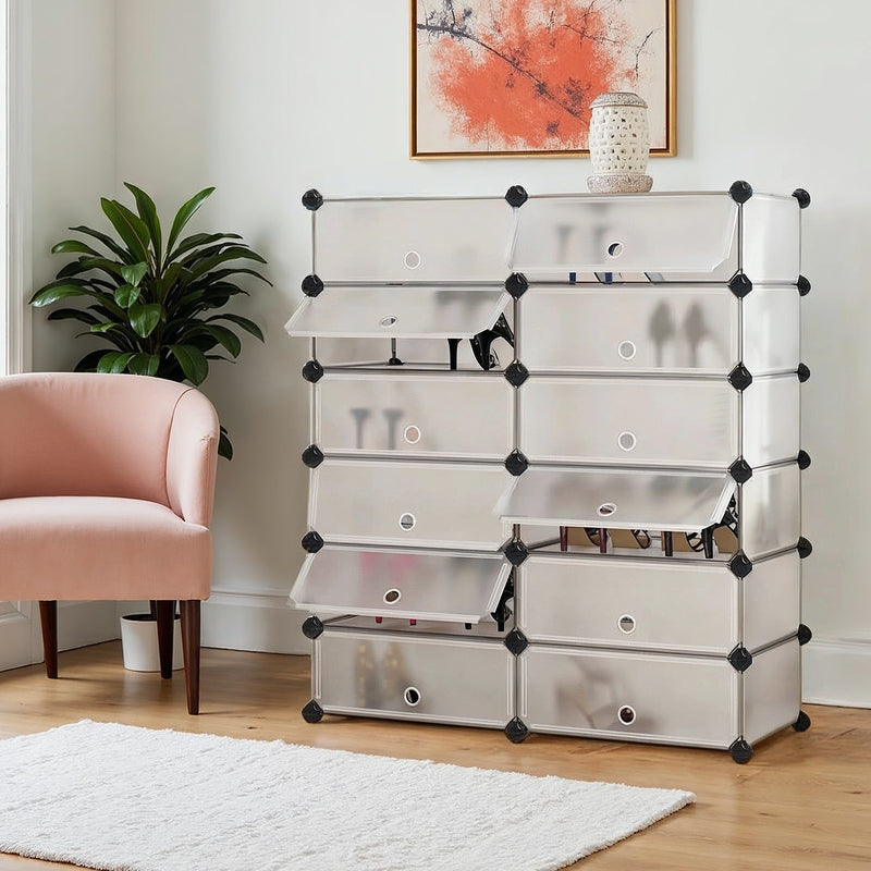12 Cube Modular Storage Unit Metal Wire Shelving Shoe Rack Organiser by Songmics