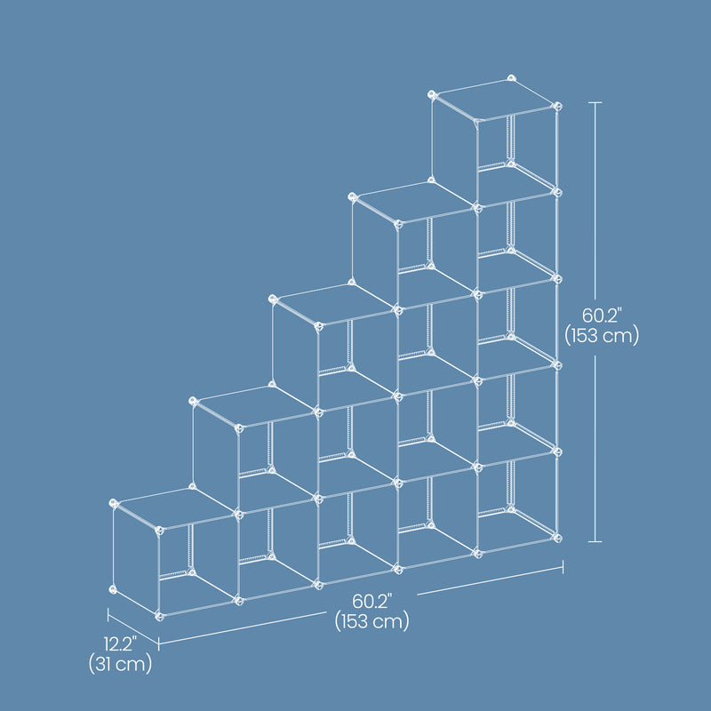 16 Cube Plastic Storage Organiser Freestanding Shelving Unit for Home and Closet by Songmics