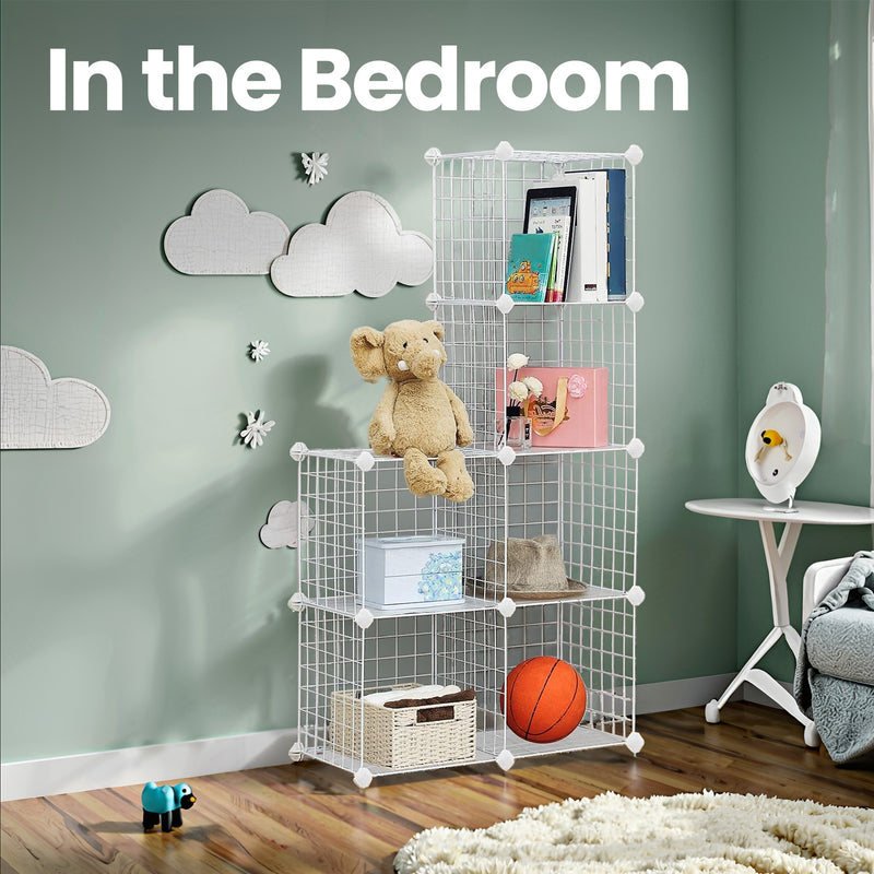 6 Compartment Mesh Storage Cabinet DIY Cube Organiser with Free Mallet by Songmics