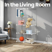 6 Compartment Mesh Storage Cabinet DIY Cube Organiser with Free Mallet by Songmics