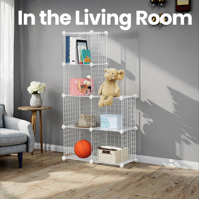 6 Compartment Mesh Storage Cabinet DIY Cube Organiser with Free Mallet by Songmics