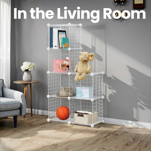 6 Compartment Mesh Storage Cabinet DIY Cube Organiser with Free Mallet by Songmics