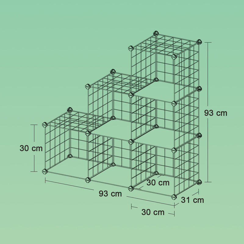 6 Compartment Mesh Storage Cabinet DIY Cube Organiser with Free Mallet by Songmics