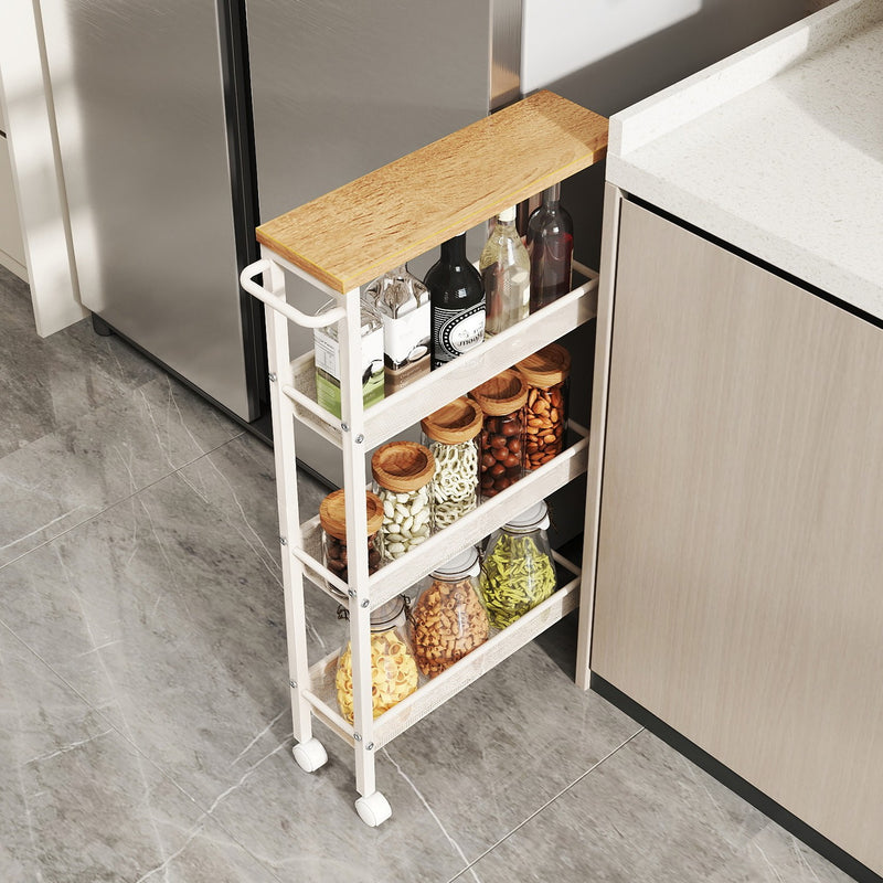 Slim 4 Tier Rolling Storage Cart with Handle Ideal for Narrow Spaces by Vasagle