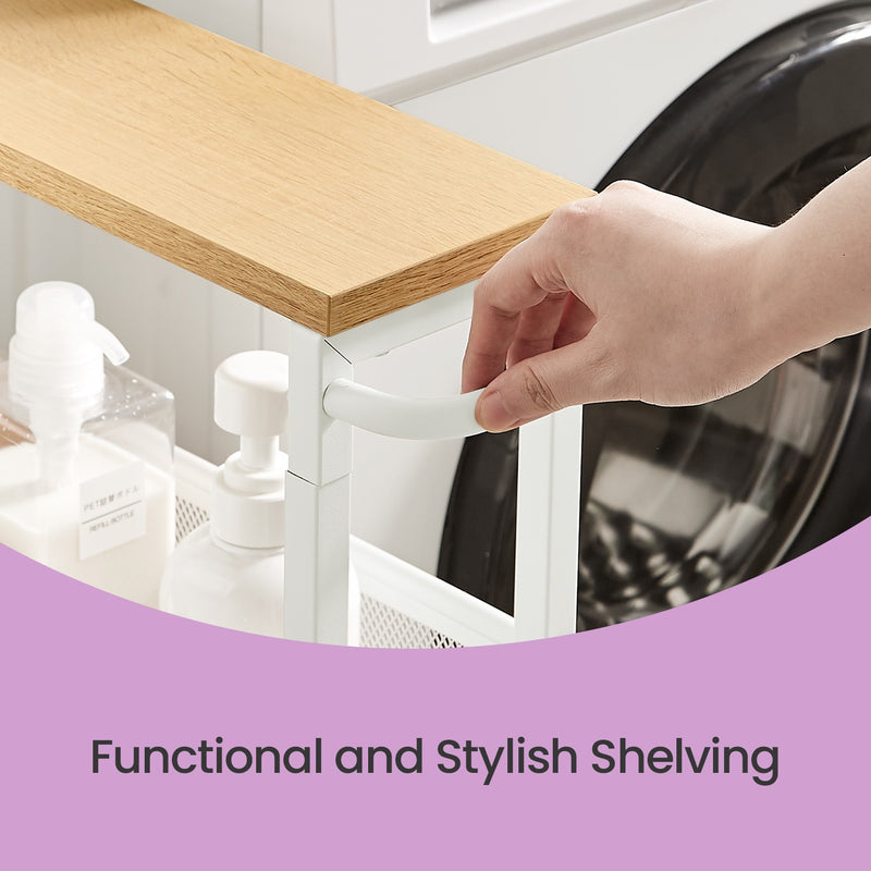 Slim 4 Tier Rolling Storage Cart with Handle Ideal for Narrow Spaces by Vasagle