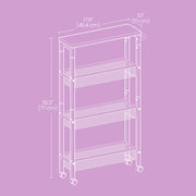 Slim 4 Tier Rolling Storage Cart with Handle Ideal for Narrow Spaces by Vasagle
