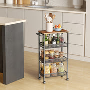 Slim 4 Tier Rolling Storage Cart with Handle and Sturdy Metal Frame by Vasagle