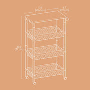 Slim 4 Tier Rolling Storage Cart with Handle and Sturdy Metal Frame by Vasagle