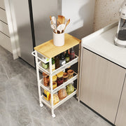 Slim 4 Tier Rolling Storage Cart with Handle and Sturdy Metal Frame by Vasagle