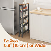 5 Tier Slim Rolling Storage Cart with Handle and Sturdy Metal Frame by Vasagle