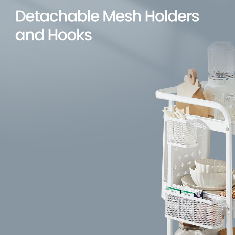 3 Tier Rolling Utility Cart with Removable Pegboards for Storage and Organisation by Songmics