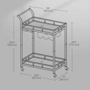 Gold Bar Cart with Mirrored Shelves for Home Entertaining and Wine Storage by Vasagle