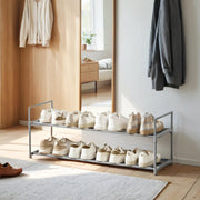 2 Tier Metal Shoe Rack Organiser for Hallway or Closet Storage by Songmics
