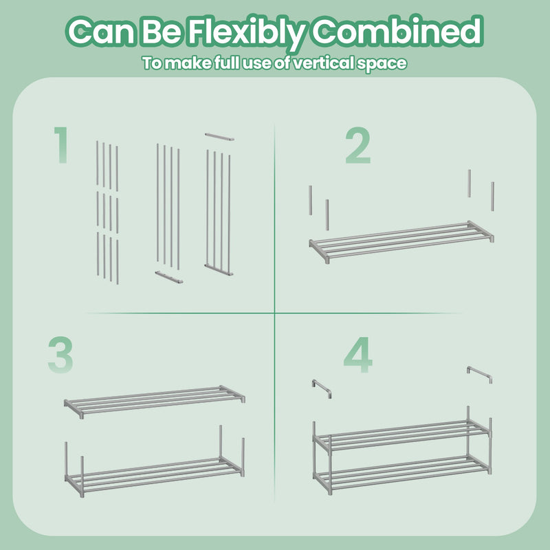 2 Tier Metal Shoe Rack Organiser for Hallway or Closet Storage by Songmics