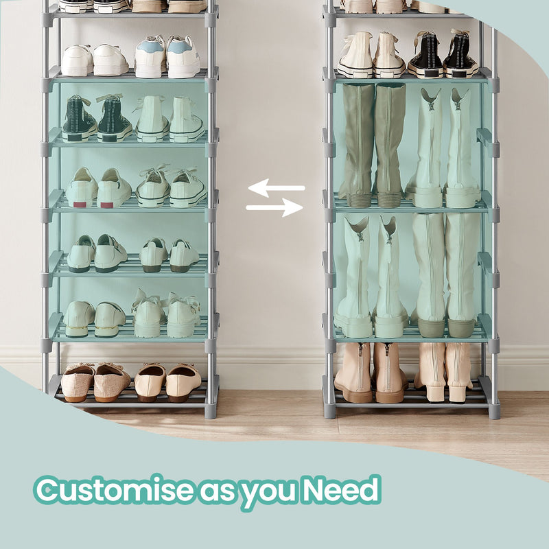 10 Tier Metal Shoe Rack with Customisable Shelves for Organised Storage by Songmics