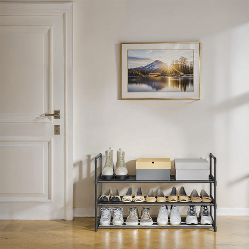 3 Tier Metal Shoe Rack Freestanding Shoe Storage Organiser For Hallway by Songmics