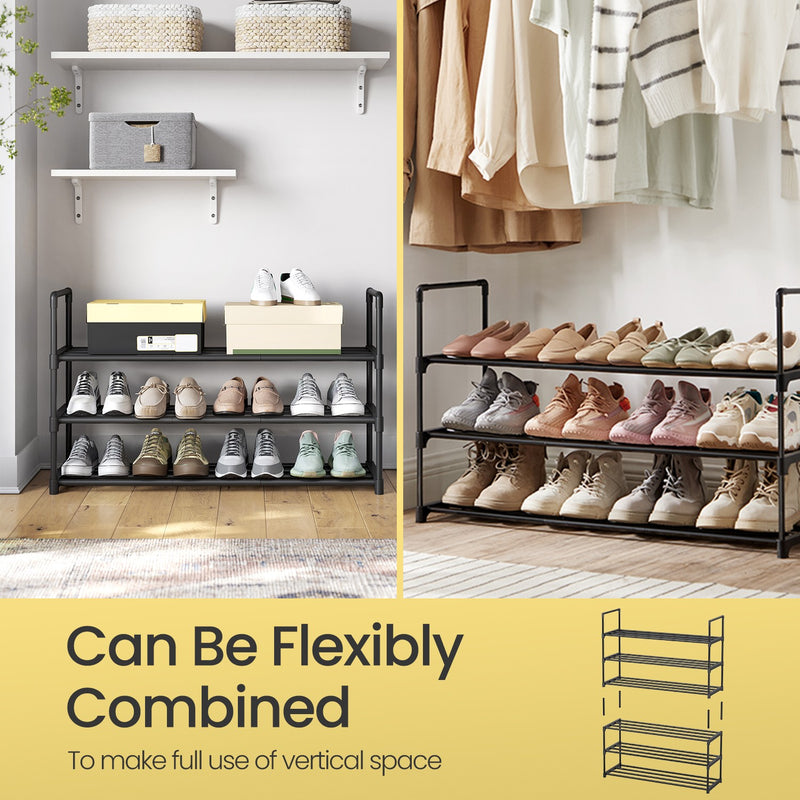3 Tier Metal Shoe Rack Freestanding Shoe Storage Organiser For Hallway by Songmics