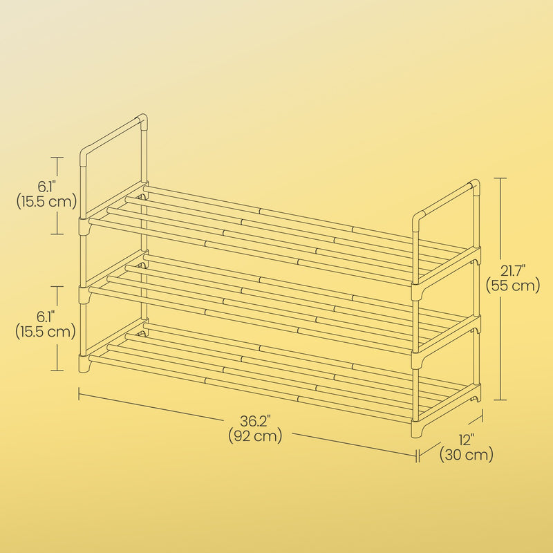 3 Tier Metal Shoe Rack Freestanding Shoe Storage Organiser For Hallway by Songmics