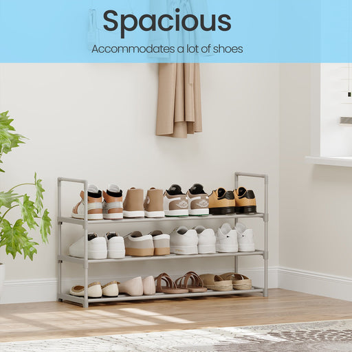 3 Tier Metal Shoe Rack Space Saving Shoe Storage Organiser for Hallway by Songmics