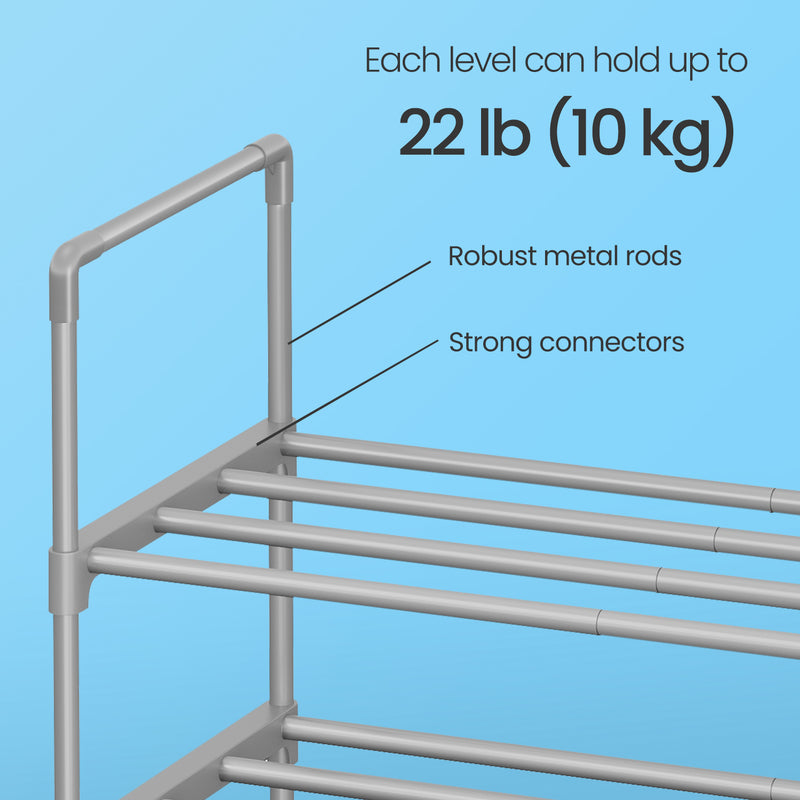 3 Tier Metal Shoe Rack Space Saving Shoe Storage Organiser for Hallway by Songmics