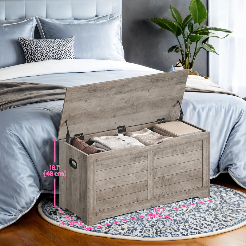 Farmhouse Style Storage Bench and Chest with Safety Hinges for Hallway or Bedroom by Vasagle