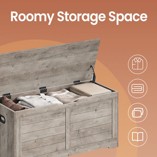 Farmhouse Style Storage Bench and Chest with Safety Hinges for Hallway or Bedroom by Vasagle