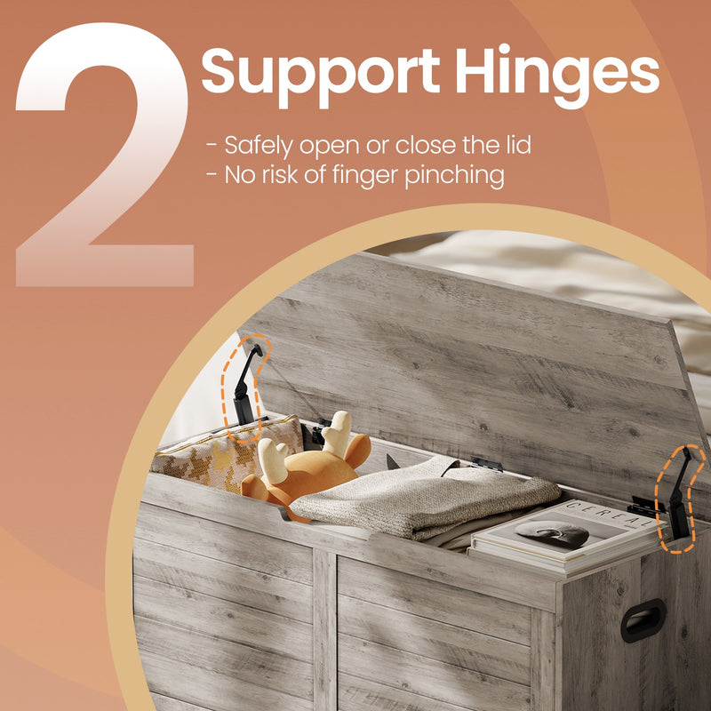 Farmhouse Style Storage Bench and Chest with Safety Hinges for Hallway or Bedroom by Vasagle