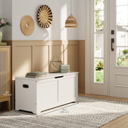 Wooden Storage Chest with Safety Hinges and Seat Bench for Bedroom or Hallway by Vasagle