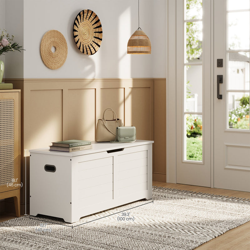 Wooden Storage Chest with Safety Hinges and Seat Bench for Bedroom or Hallway by Vasagle