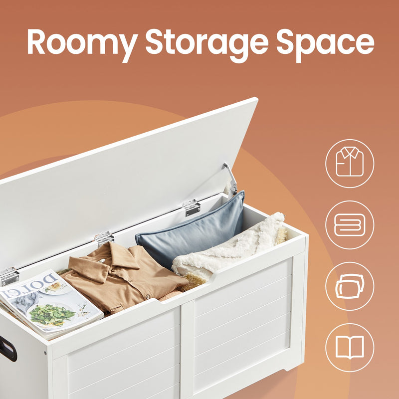 Wooden Storage Chest with Safety Hinges and Seat Bench for Bedroom or Hallway by Vasagle