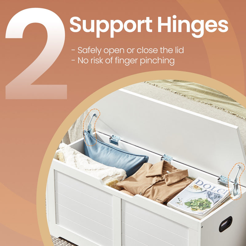 Wooden Storage Chest with Safety Hinges and Seat Bench for Bedroom or Hallway by Vasagle