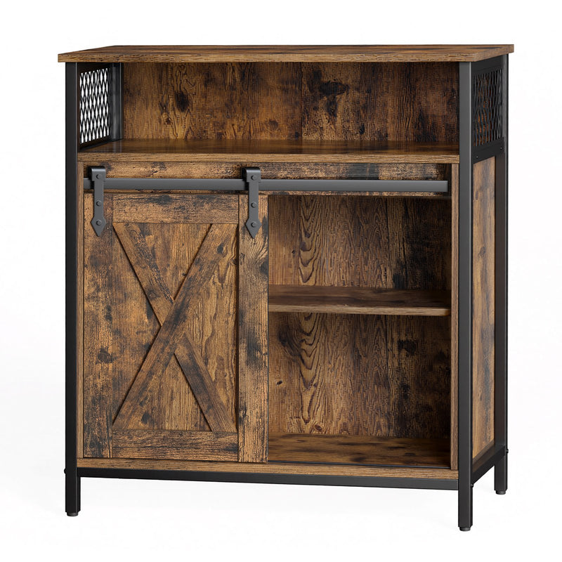 Living Room Sideboard - Farmhouse Style With Sliding Barn Door - 70x30x80cm VASAGLE